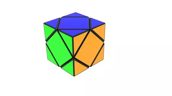Skewb Puzzle With Solving Animation 3D model