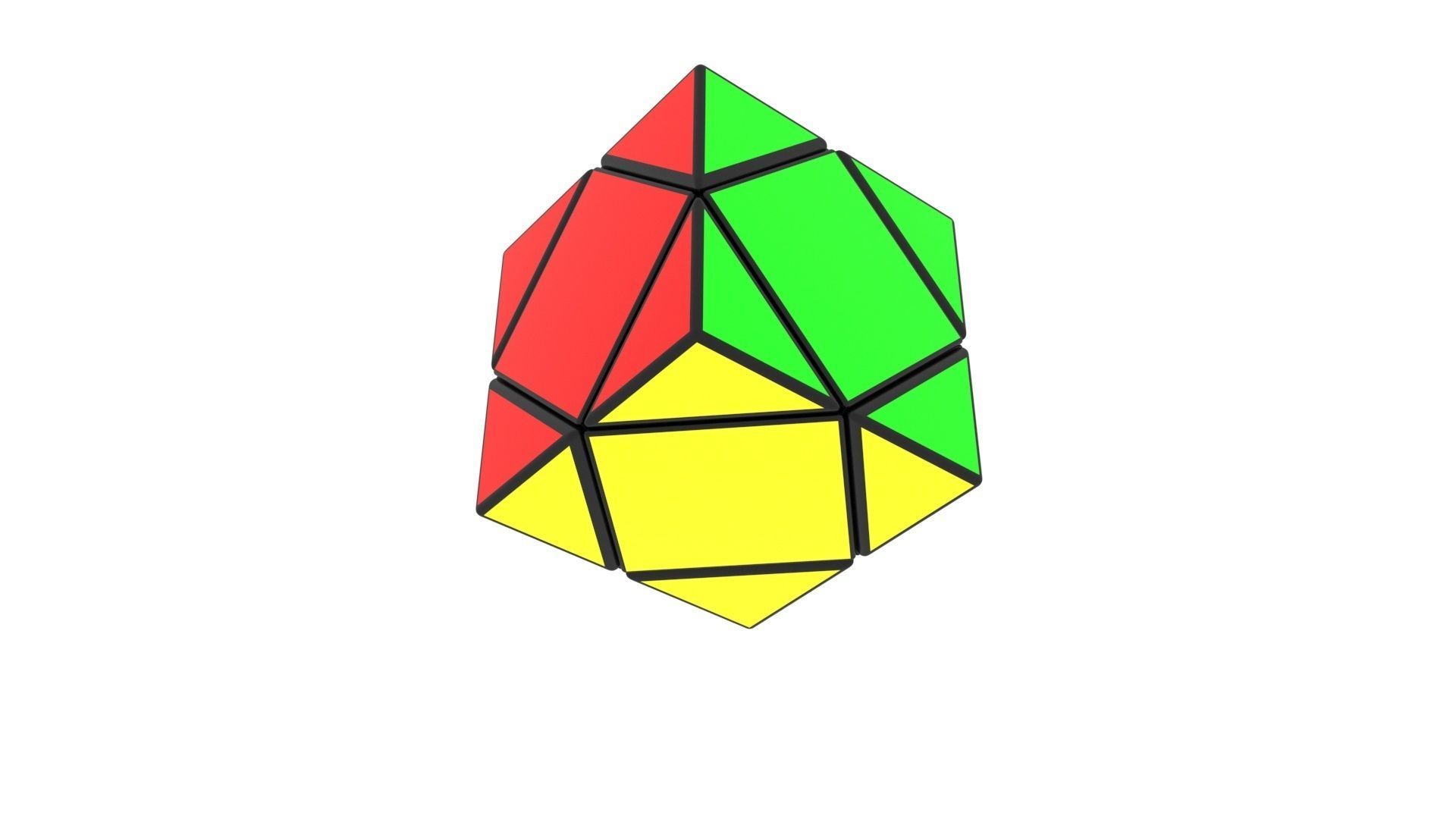 Skewb Puzzle With Solving Animation 3D model_14