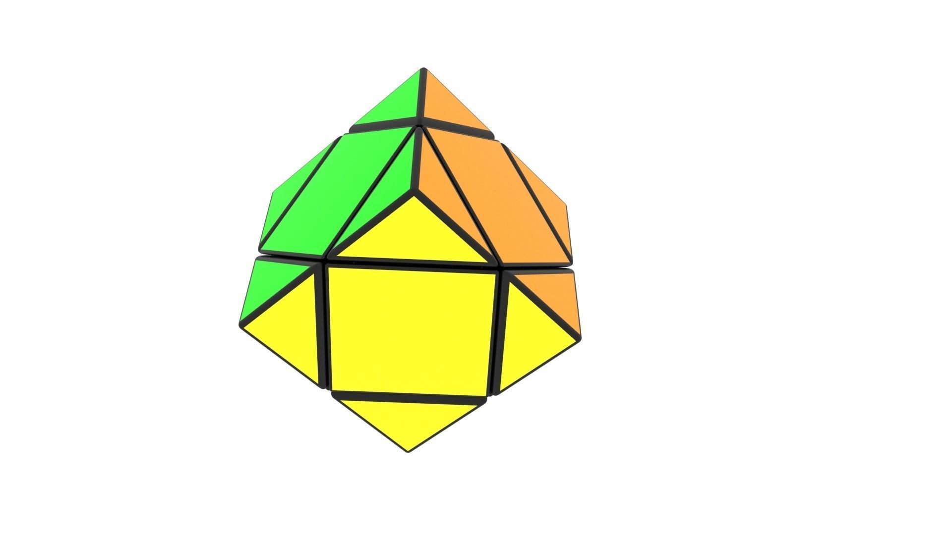 Skewb Puzzle With Solving Animation 3D model_11