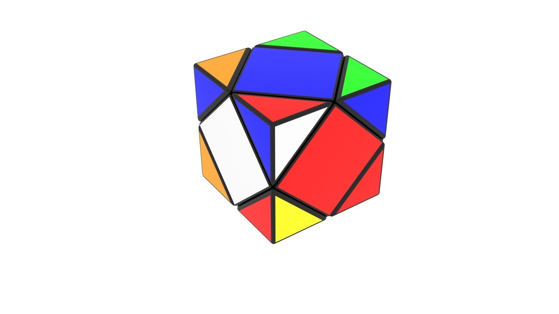 Skewb Puzzle With Solving Animation 3D model_23