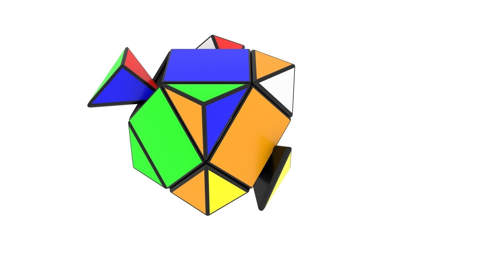 Skewb Puzzle With Solving Animation 3D model_3