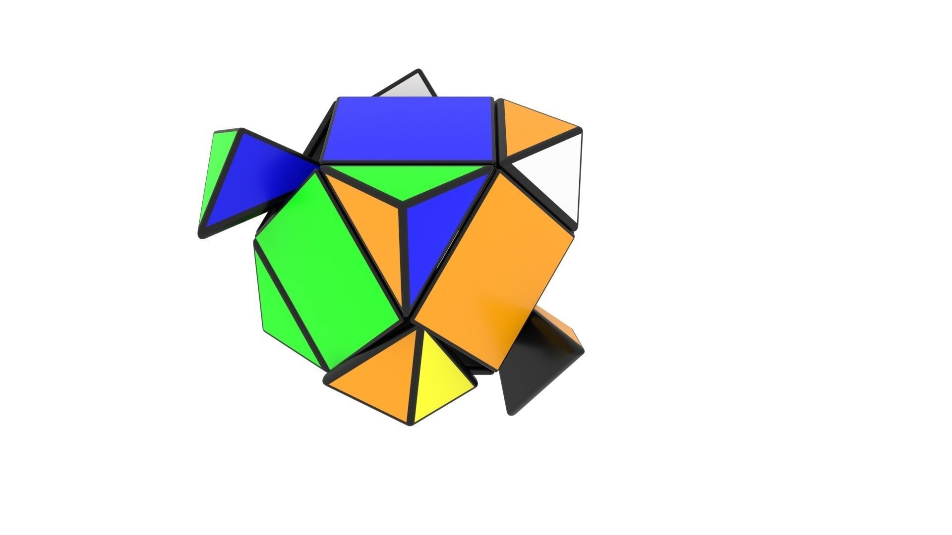 Skewb Puzzle With Solving Animation 3D model_5