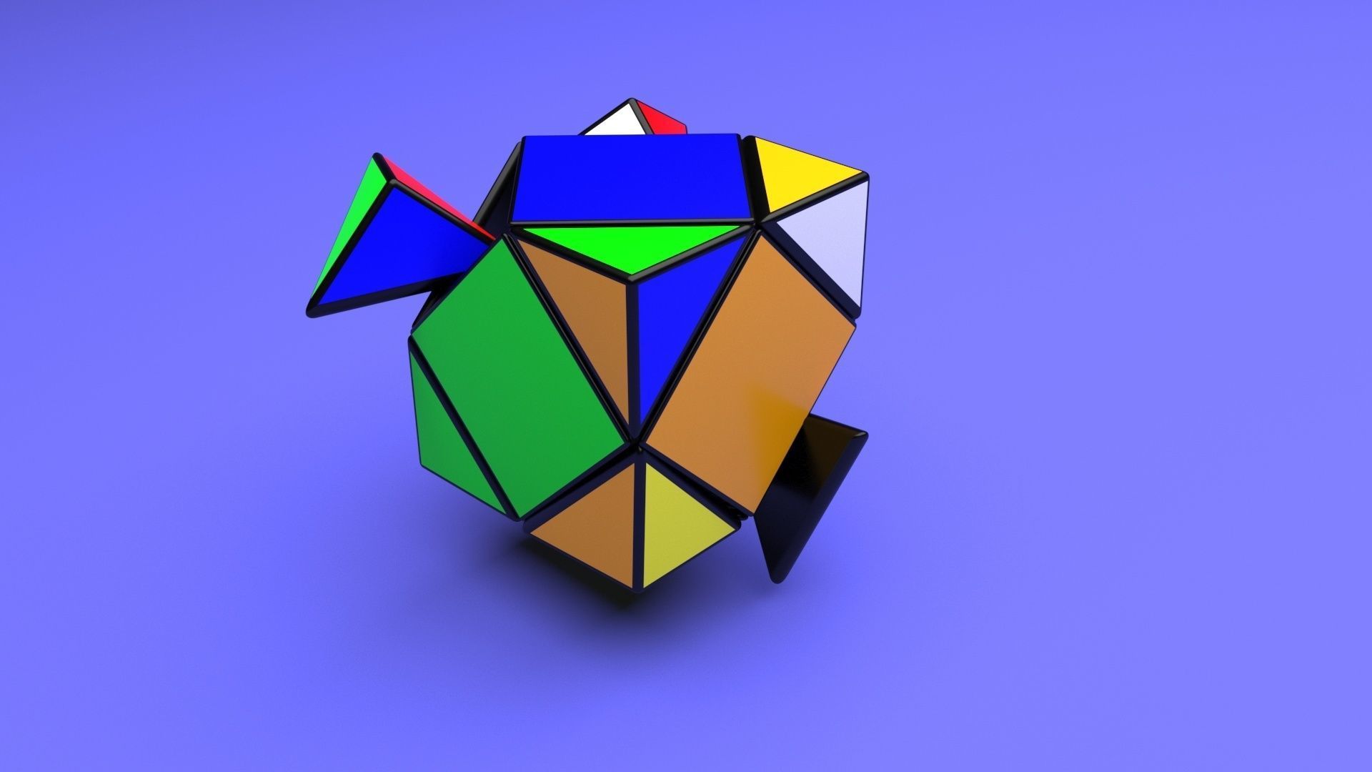 Skewb Puzzle With Solving Animation 3D model_50