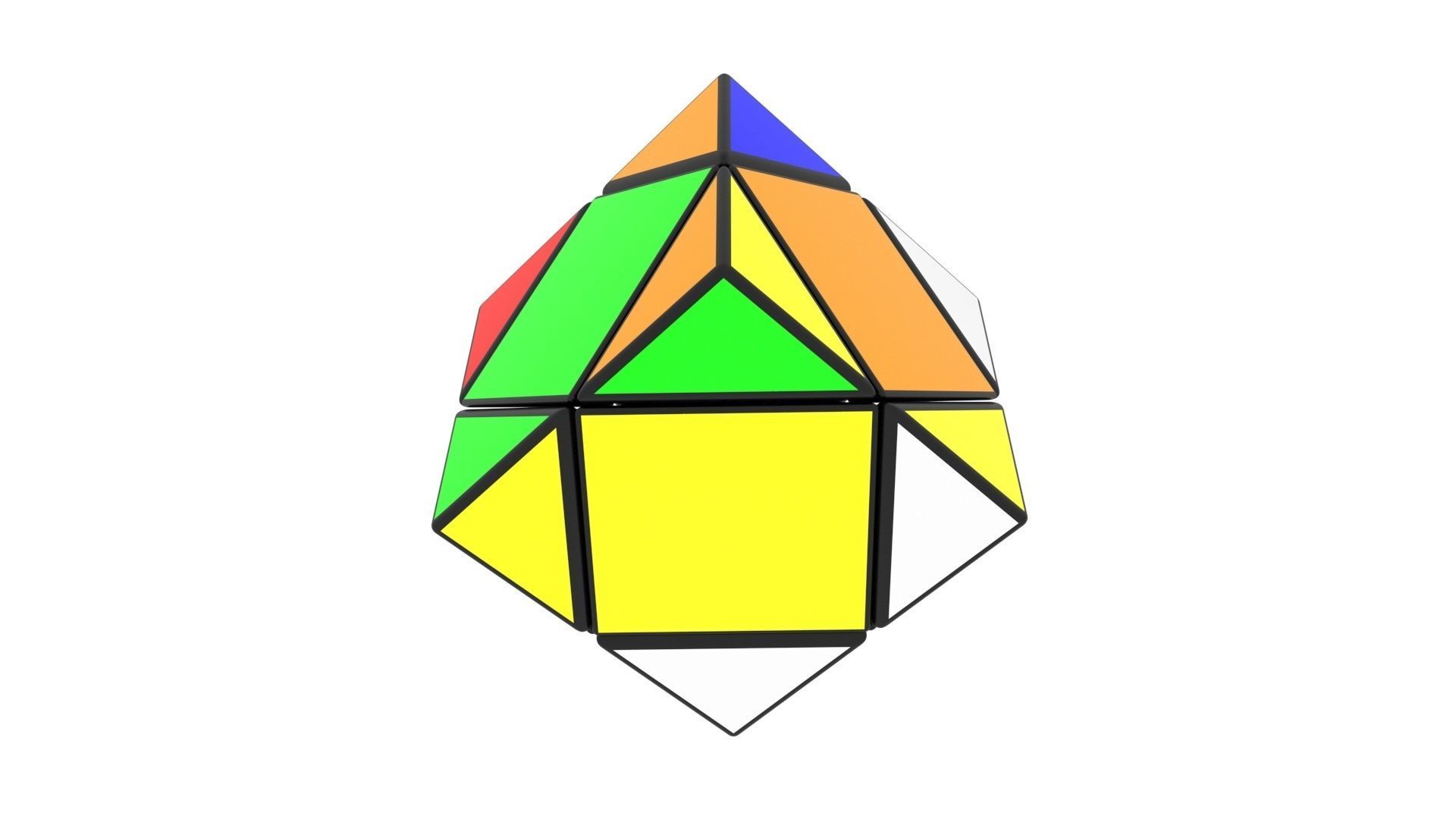 Skewb Puzzle With Solving Animation 3D model_26