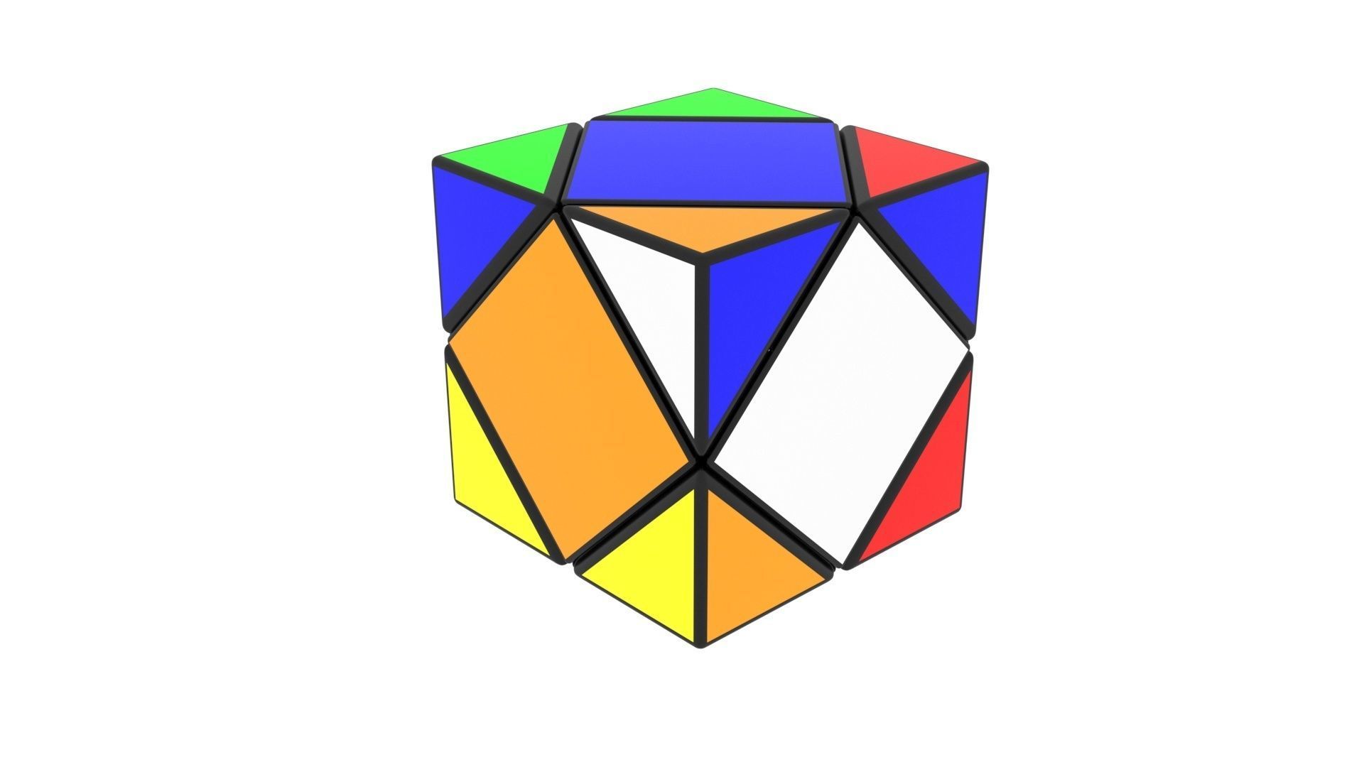 Skewb Puzzle With Solving Animation 3D model_18