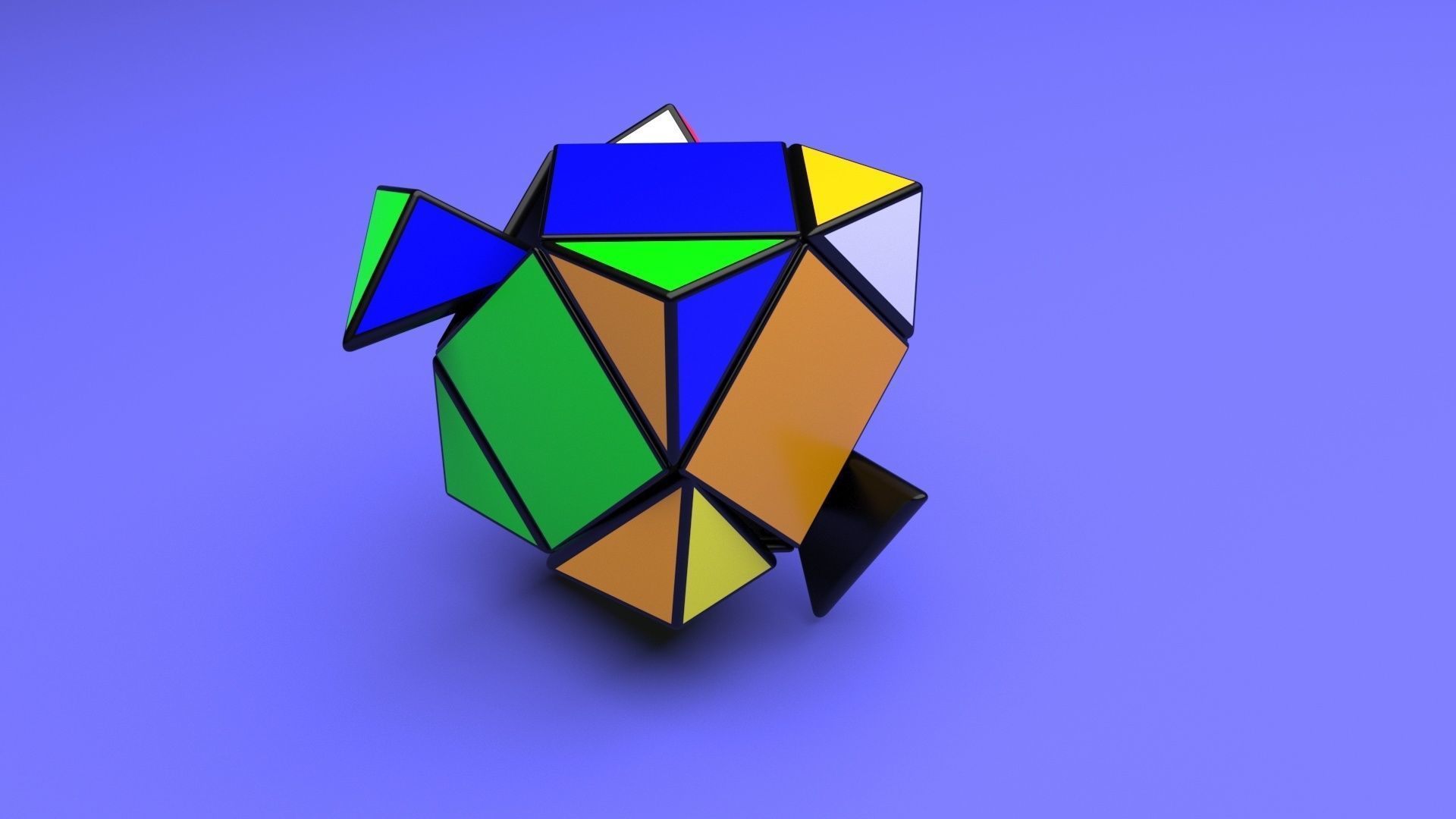 Skewb Puzzle With Solving Animation 3D model_48