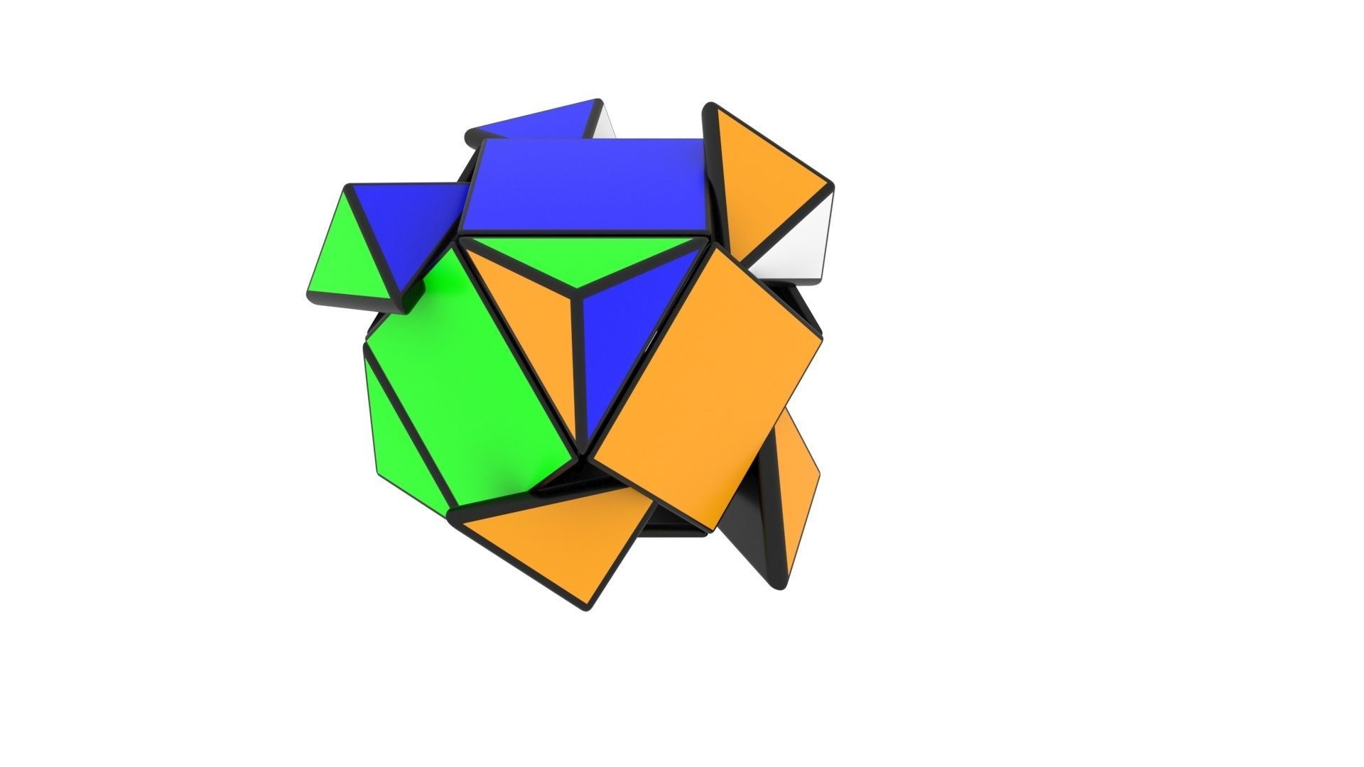 Skewb Puzzle With Solving Animation 3D model_4