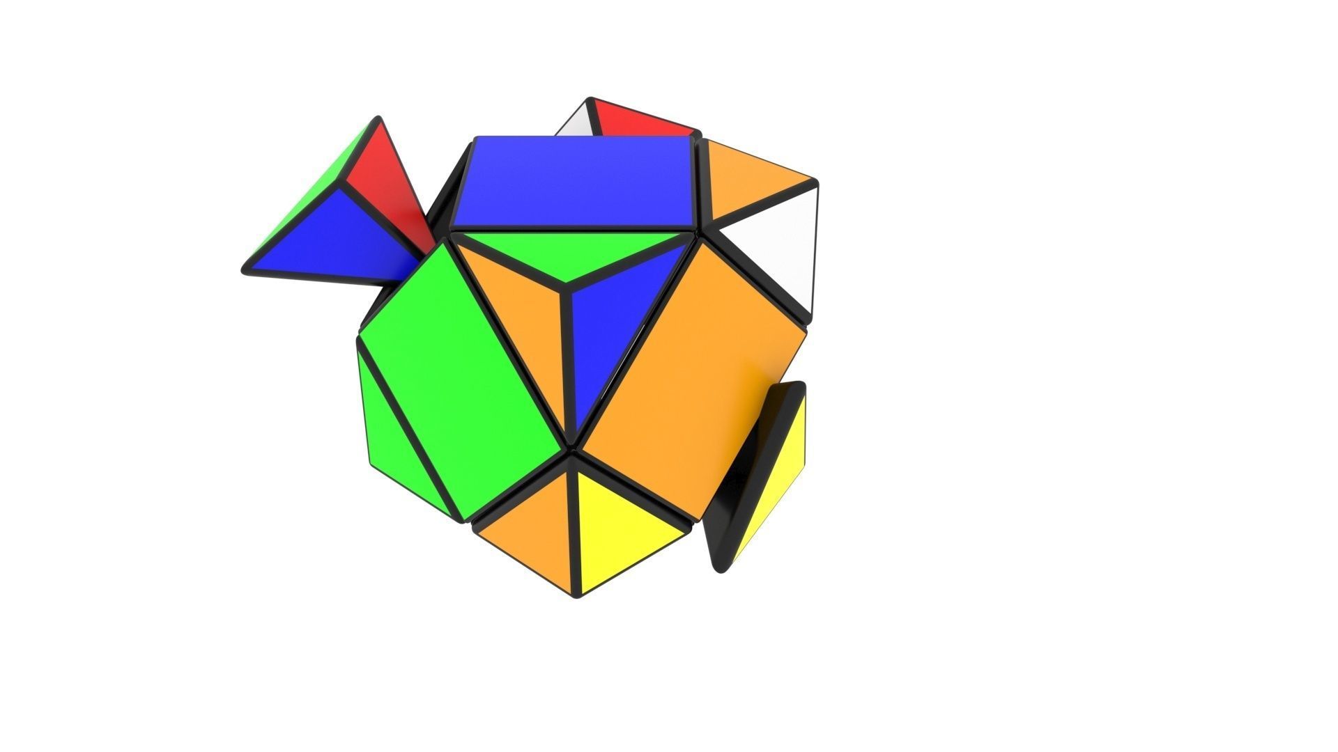 Skewb Puzzle With Solving Animation 3D model_6