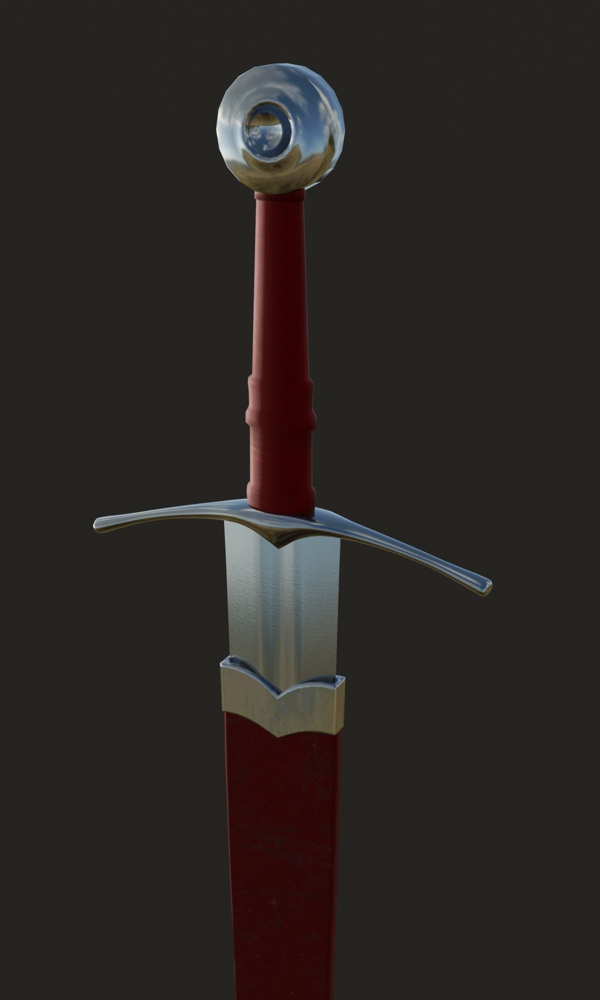  Knightly sword  low poly 3D model Medieval weapon Low-poly 3D model_5