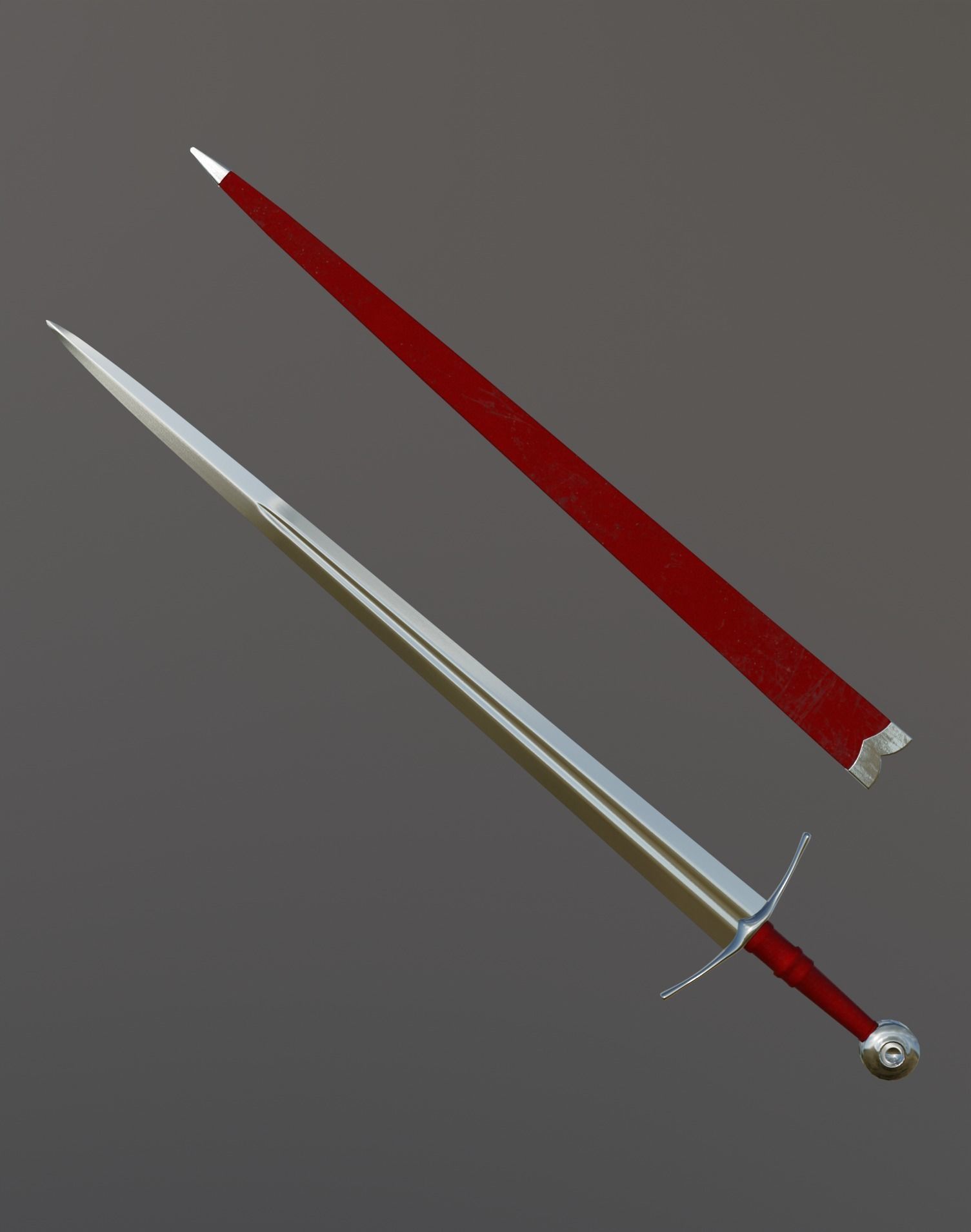  Knightly sword  low poly 3D model Medieval weapon Low-poly 3D model_11
