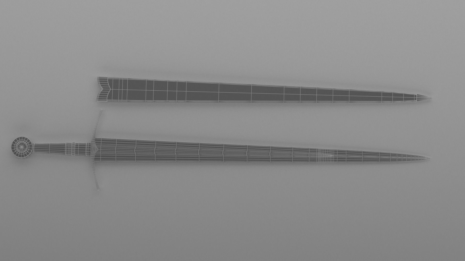  Knightly sword  low poly 3D model Medieval weapon Low-poly 3D model_23