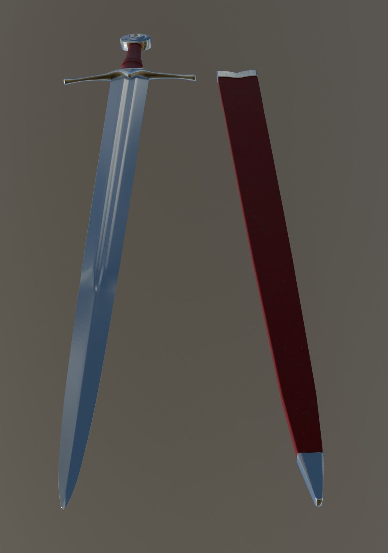  Knightly sword  low poly 3D model Medieval weapon Low-poly 3D model_15