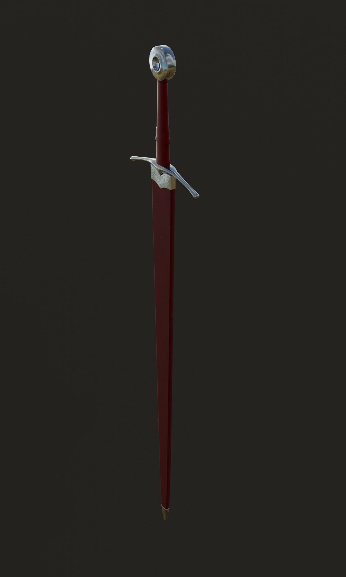 Knightly sword  low poly 3D model Medieval weapon Low-poly 3D model_2