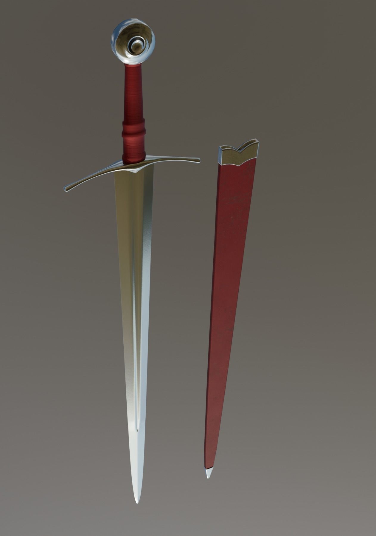  Knightly sword  low poly 3D model Medieval weapon Low-poly 3D model_12