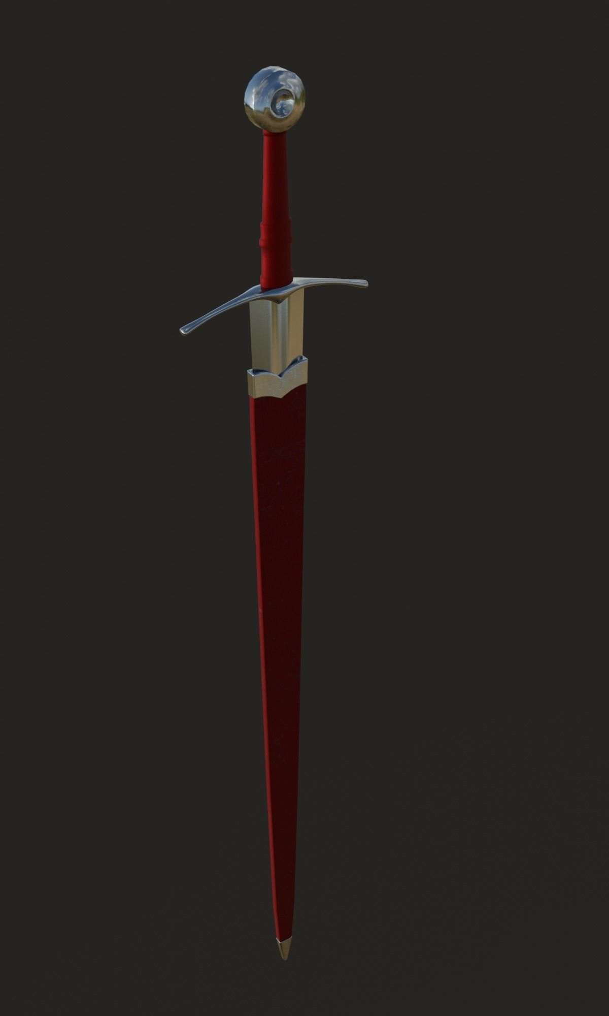  Knightly sword  low poly 3D model Medieval weapon Low-poly 3D model_3
