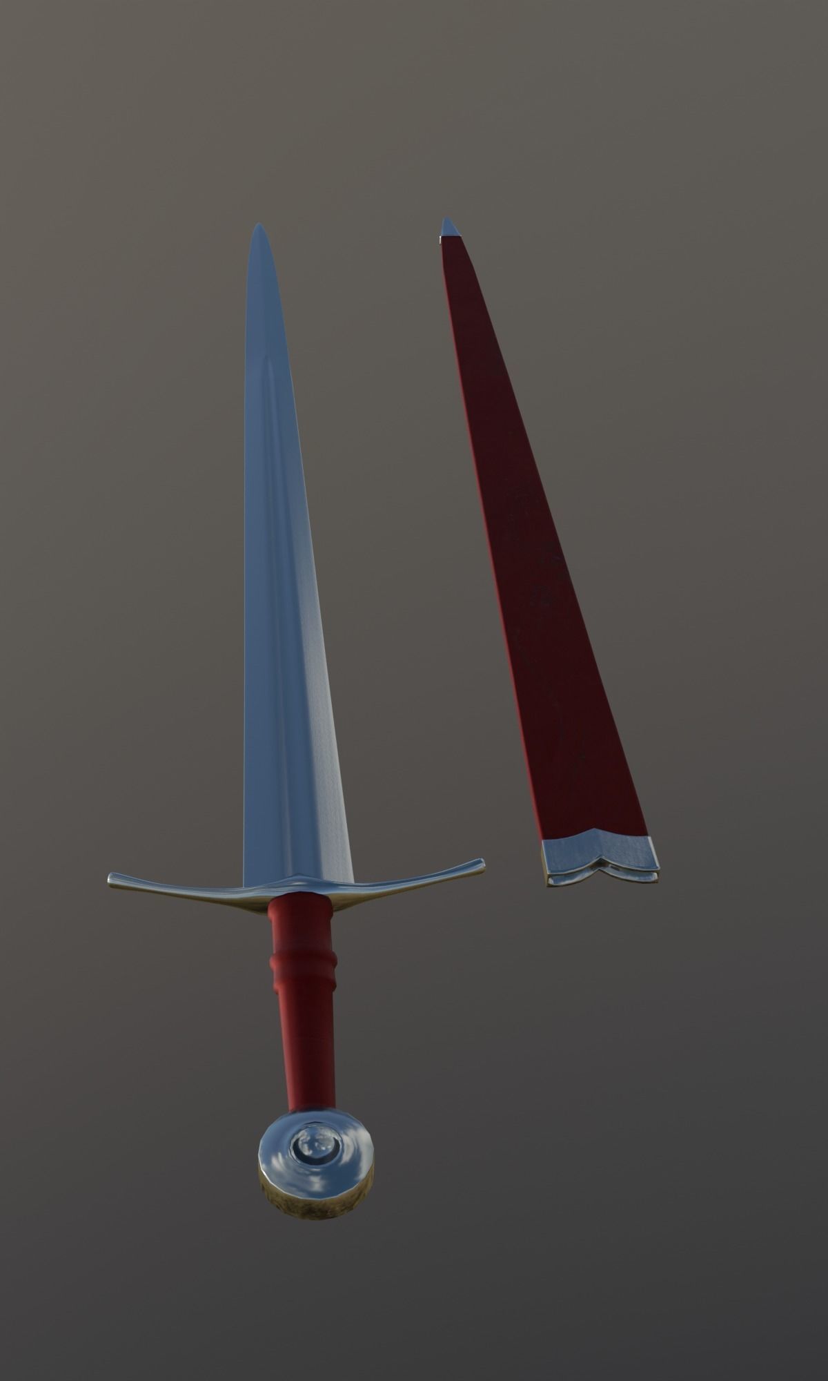  Knightly sword  low poly 3D model Medieval weapon Low-poly 3D model_16