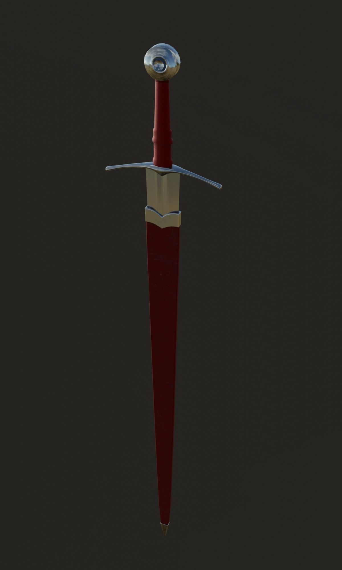  Knightly sword  low poly 3D model Medieval weapon Low-poly 3D model_4