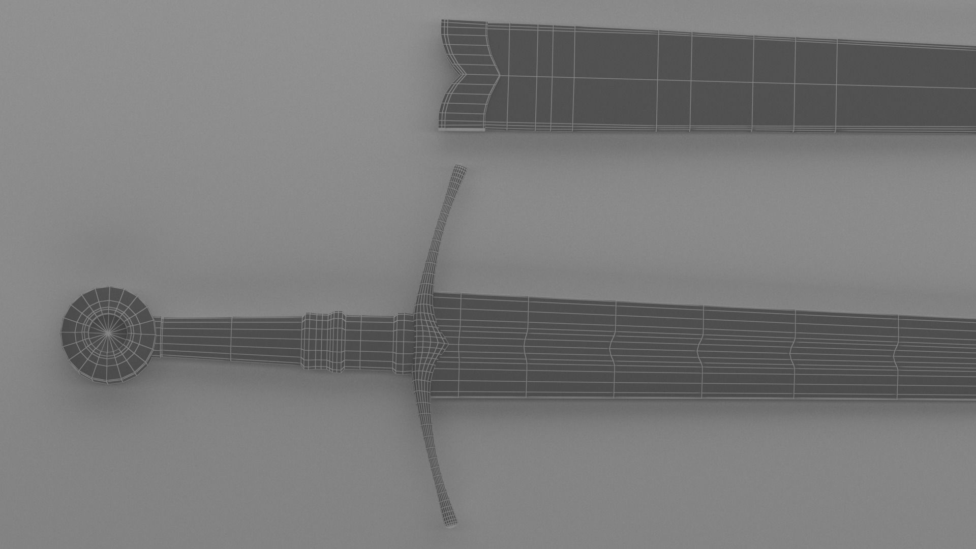  Knightly sword  low poly 3D model Medieval weapon Low-poly 3D model_24