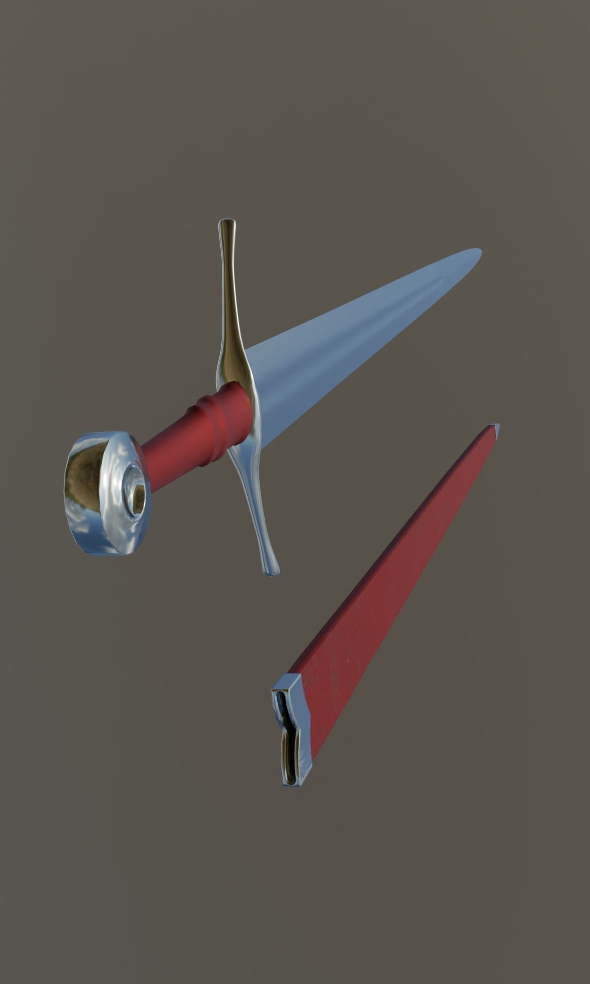  Knightly sword  low poly 3D model Medieval weapon Low-poly 3D model_13