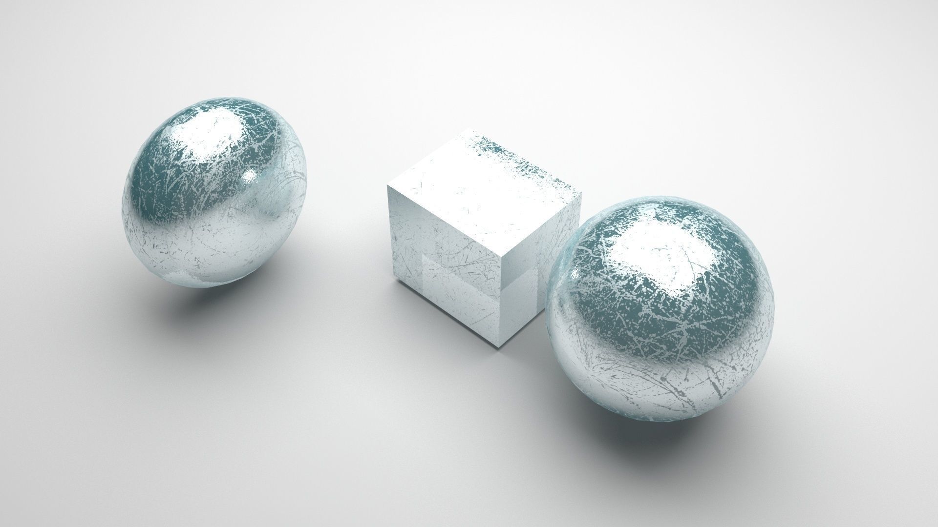 Ice Cube and Spheres 3D model_1