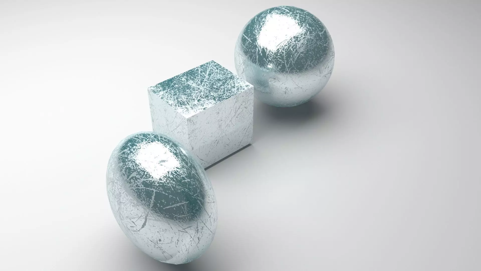 Ice Cube and Spheres 3D model_0