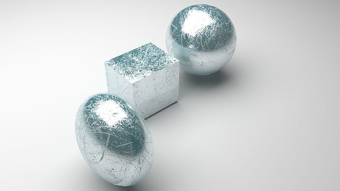 Ice Cube and Spheres 3D model