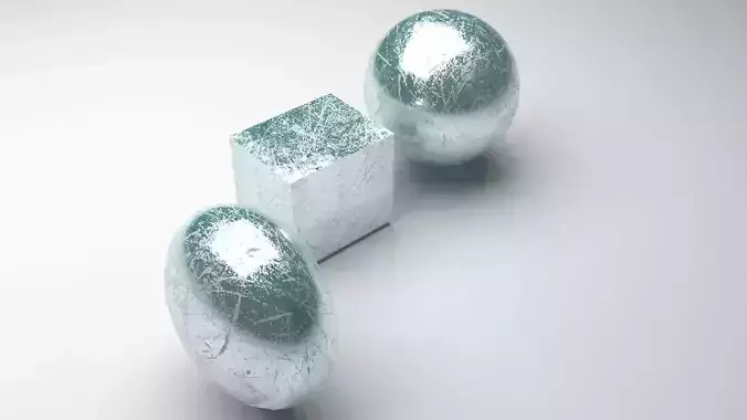 Ice Cube and Spheres 3D model