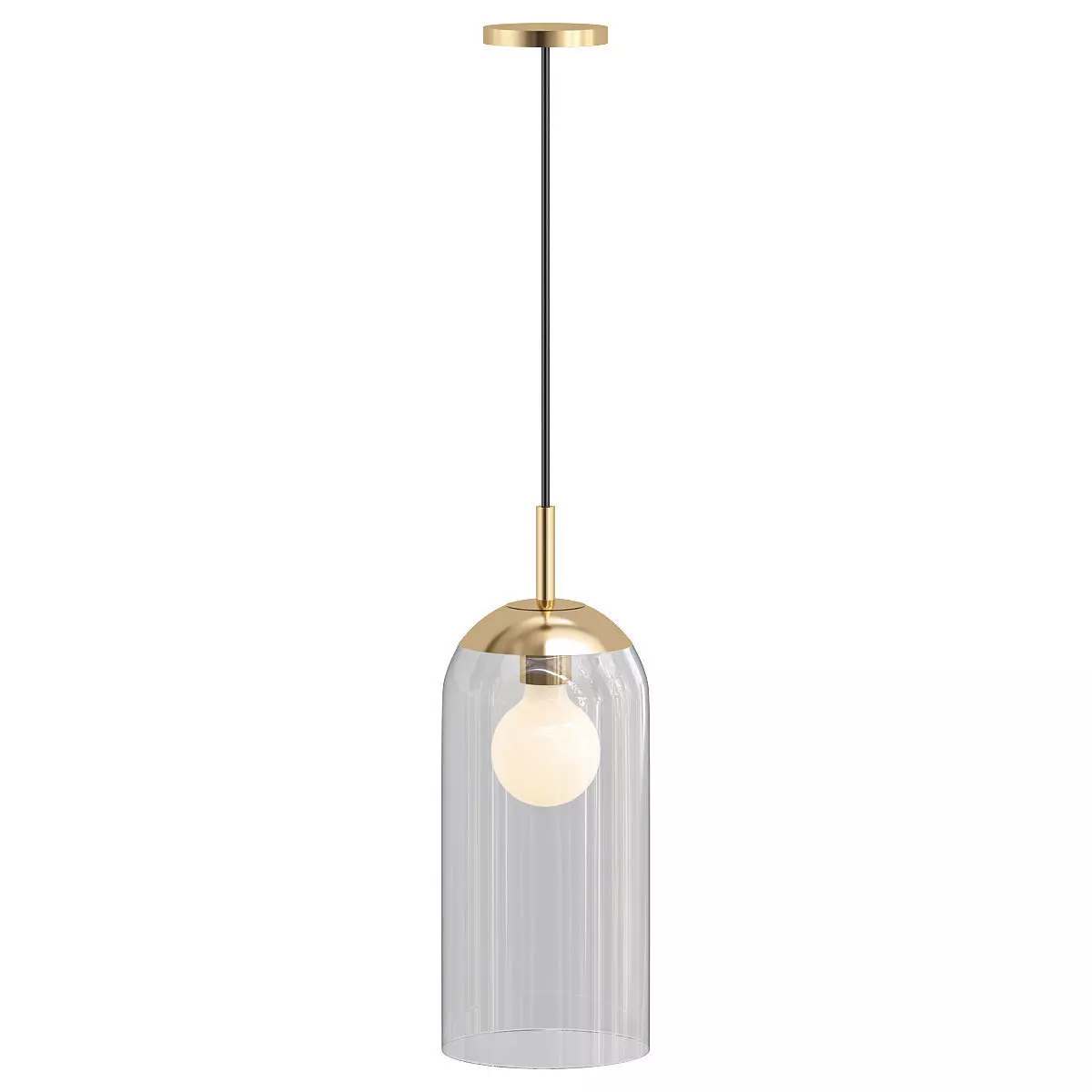 COLLINS gold pendant light with clear glass dome 3D model_0