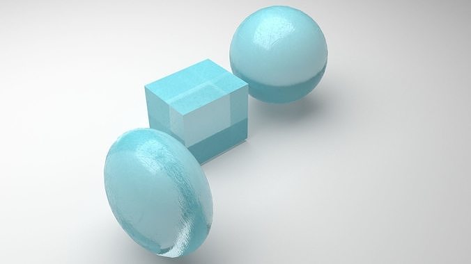 Ice Cube and Spheres 3D model