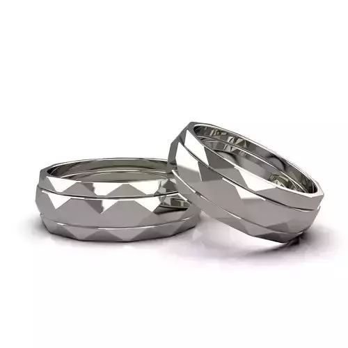 Triple facet wedding rings