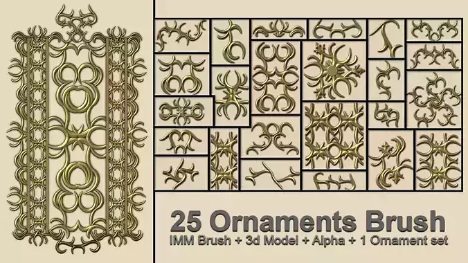 Ornaments Brushes with IMM Brushes and Ornament Set Vol 2 3D model