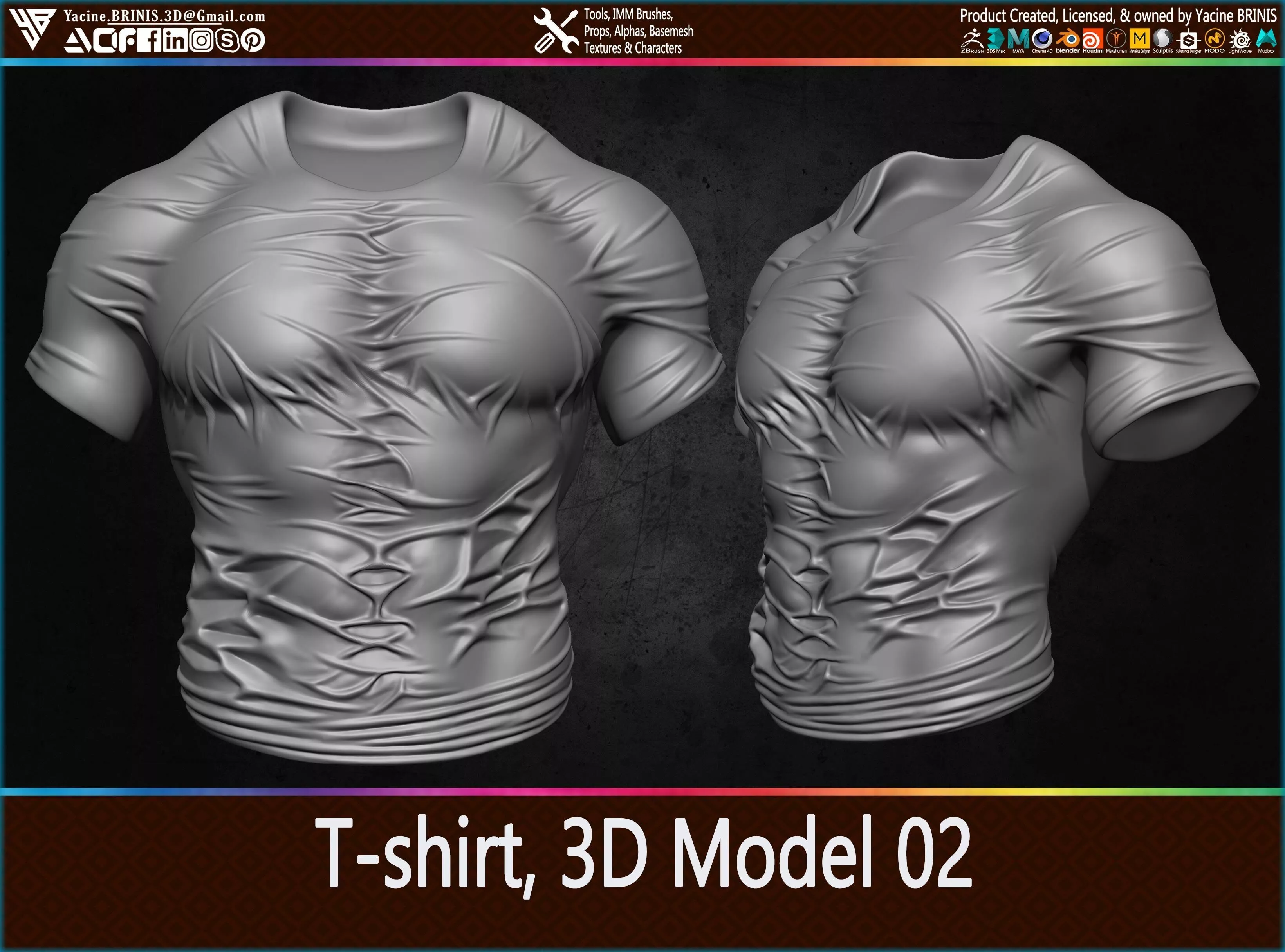 T-shirt Volume 02 3D Model Low-poly 3D model