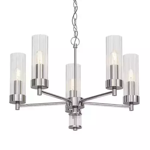 Jeanette five light chandelier with clear glass shades