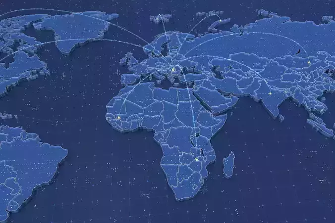 Globalization World Map Animated 3D model