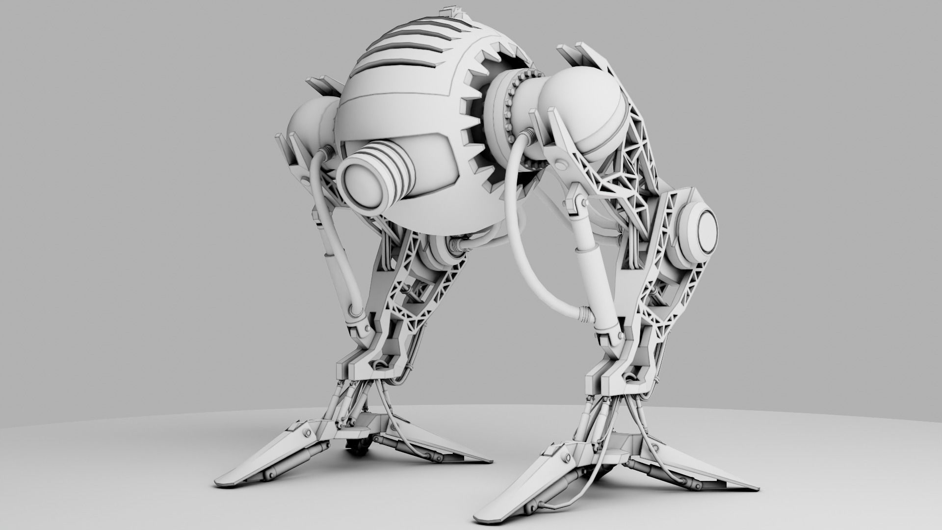 Robot model sci-fi Low-poly 3D model_16