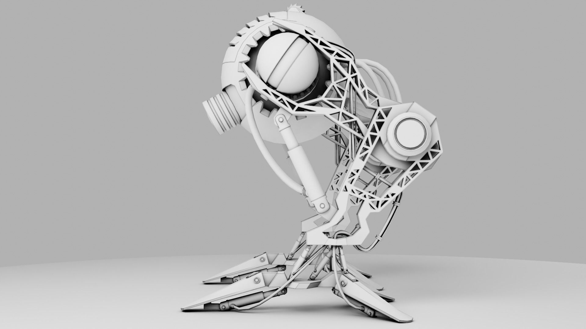Robot model sci-fi Low-poly 3D model_12
