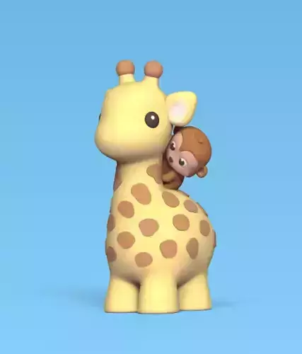 Giraffe with Monkey