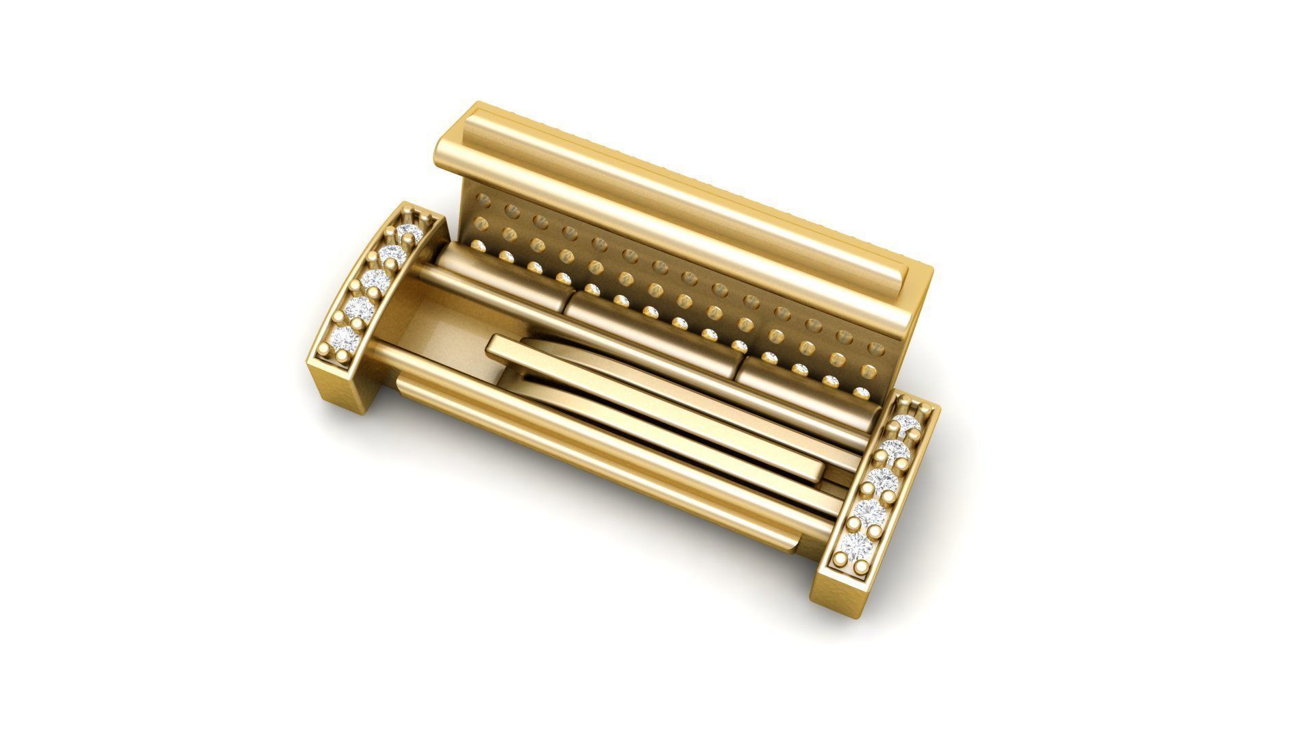 7mm Rectangular Diamond Flip Lock Box for Jewelery  3D print model_3