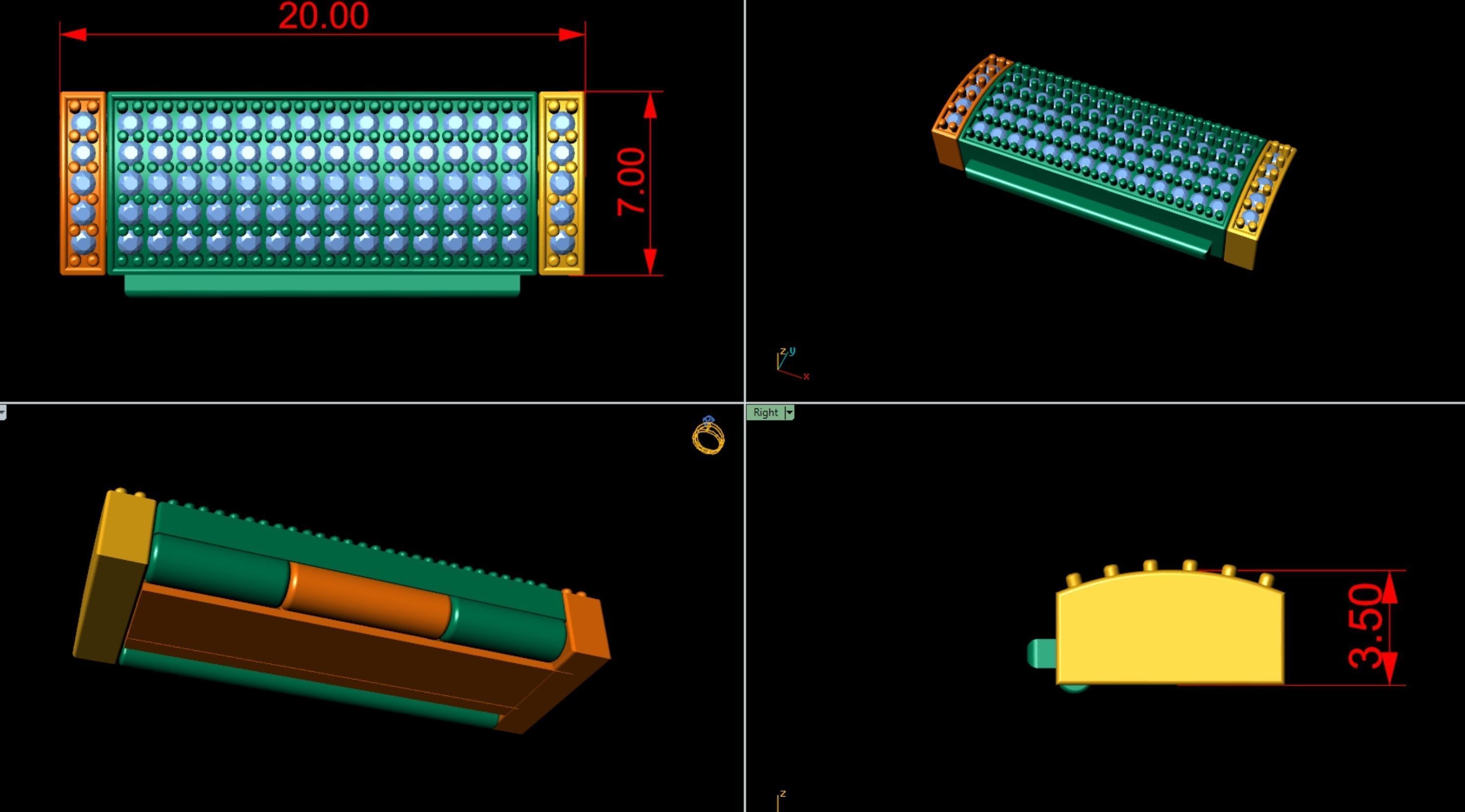 7mm Rectangular Diamond Flip Lock Box for Jewelery  3D print model_9