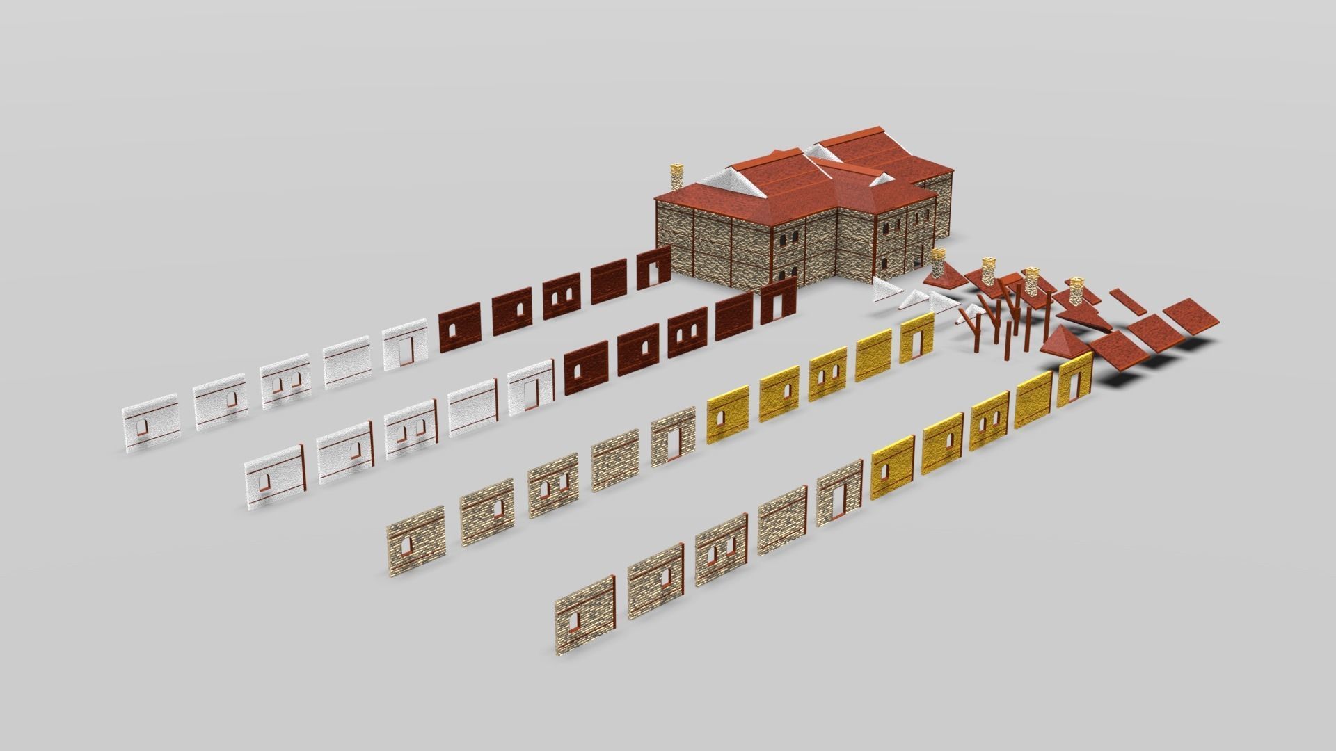 Simple Medieval KitBash Free low-poly 3D model_1