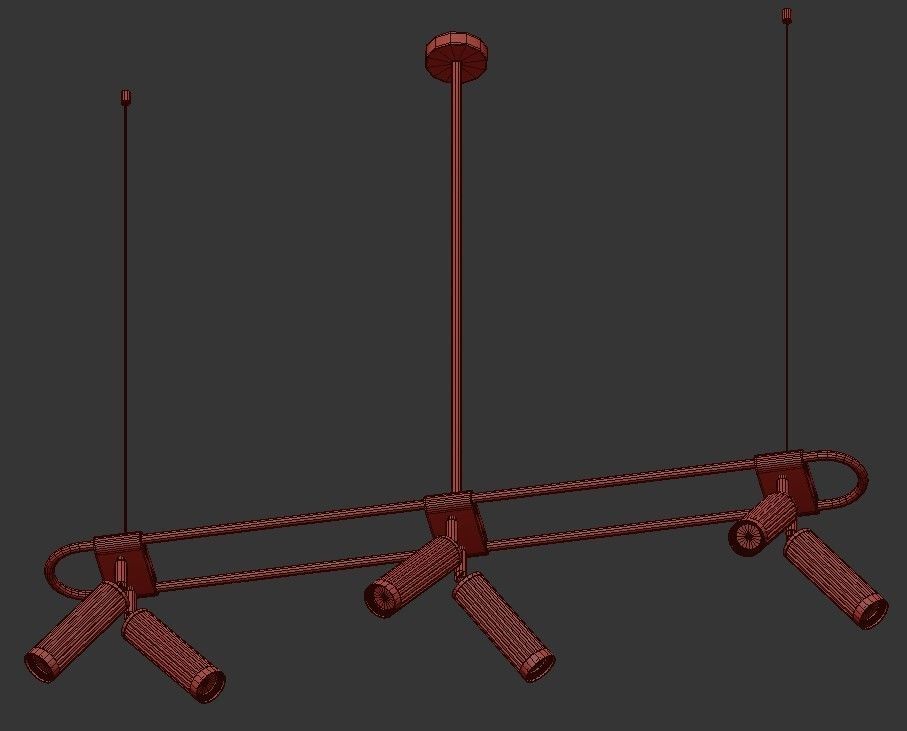 TRIGGER four light fixtures hanging from gold chain 3D model_1