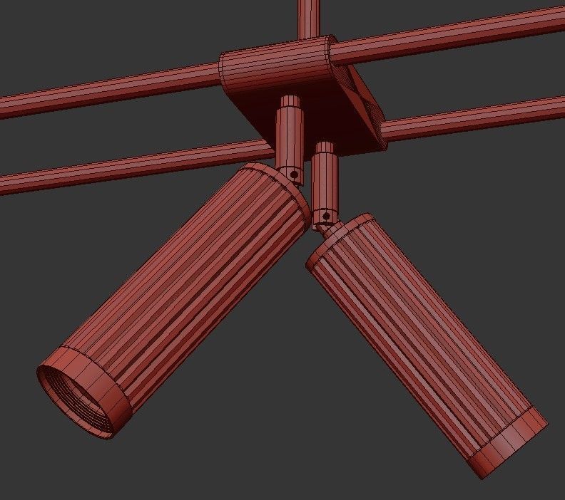 TRIGGER four light fixtures hanging from gold chain 3D model_3