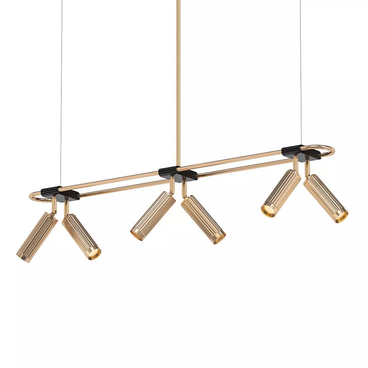 TRIGGER four light fixtures hanging from gold chain 3D model_0