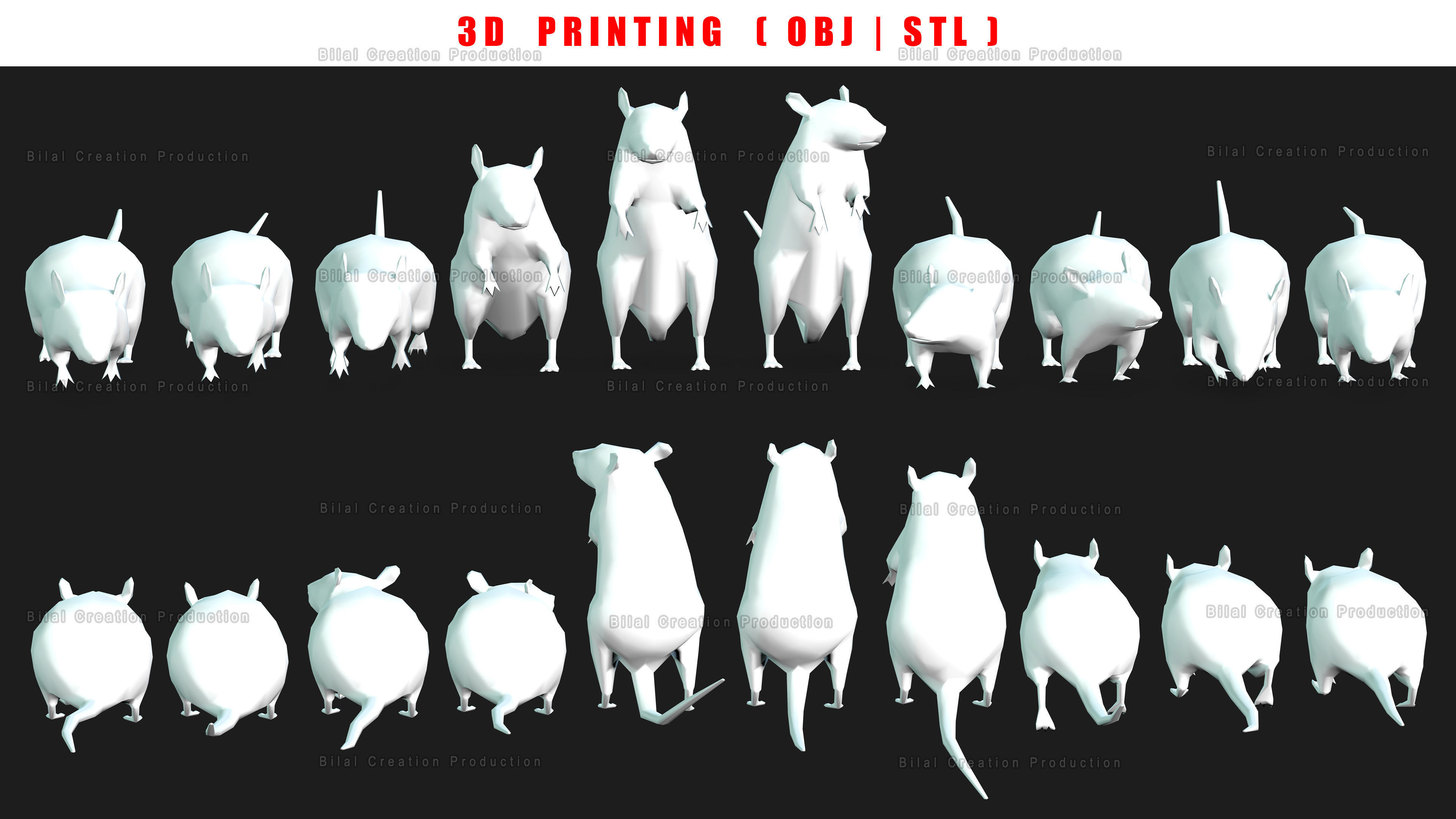 MOUSE GRAY RAT ANIMATED Low-poly 3D model_15