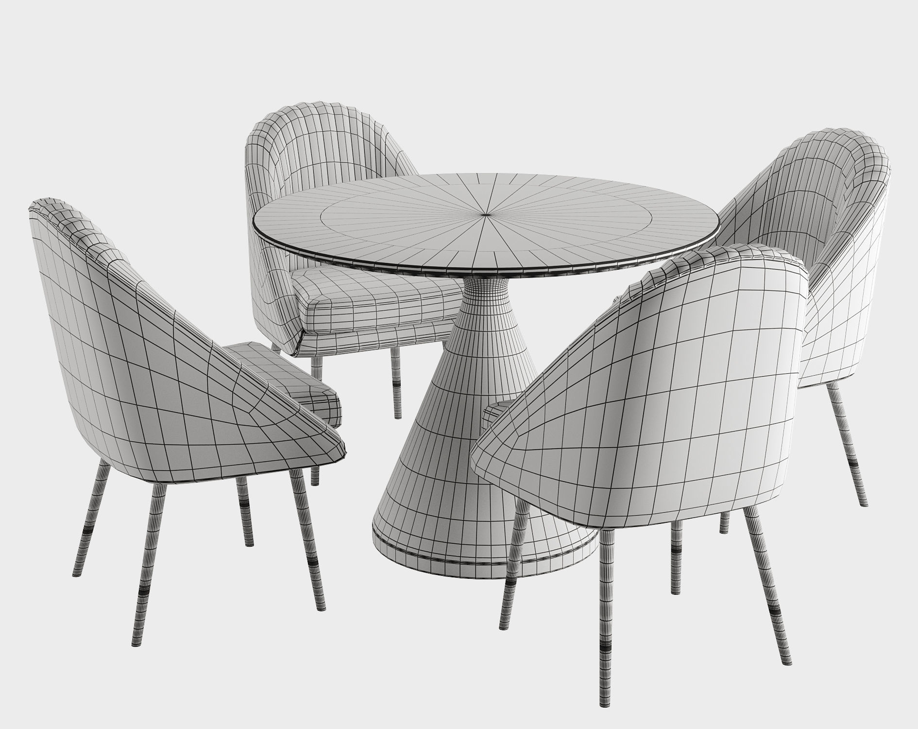 La Forma and West Elm Silhouette Dining set 3D model_4