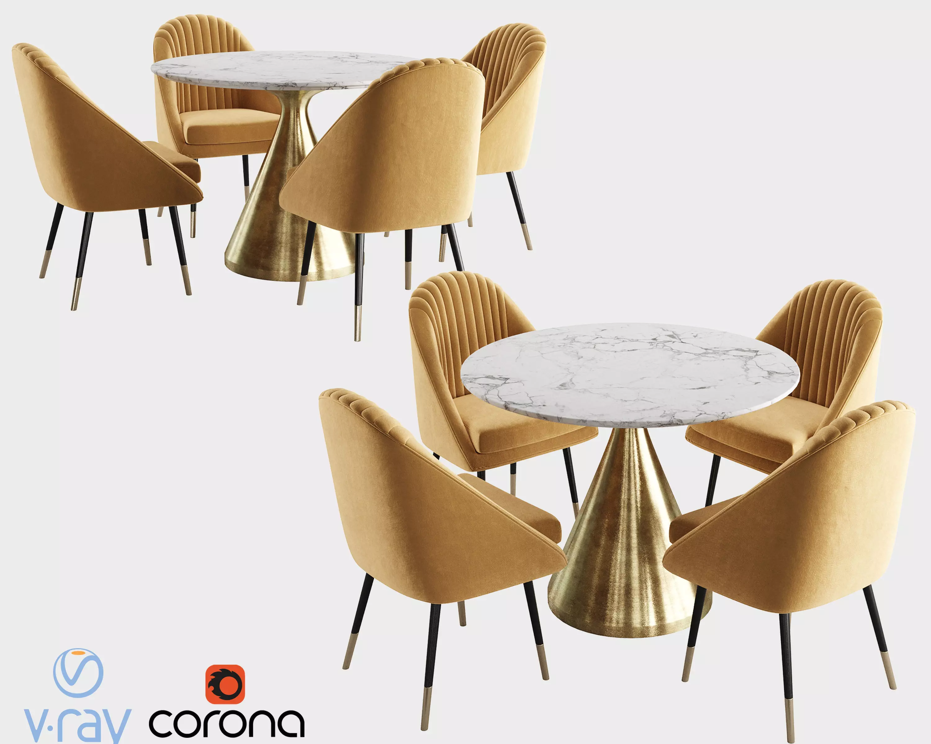 La Forma and West Elm Silhouette Dining set 3D model_0