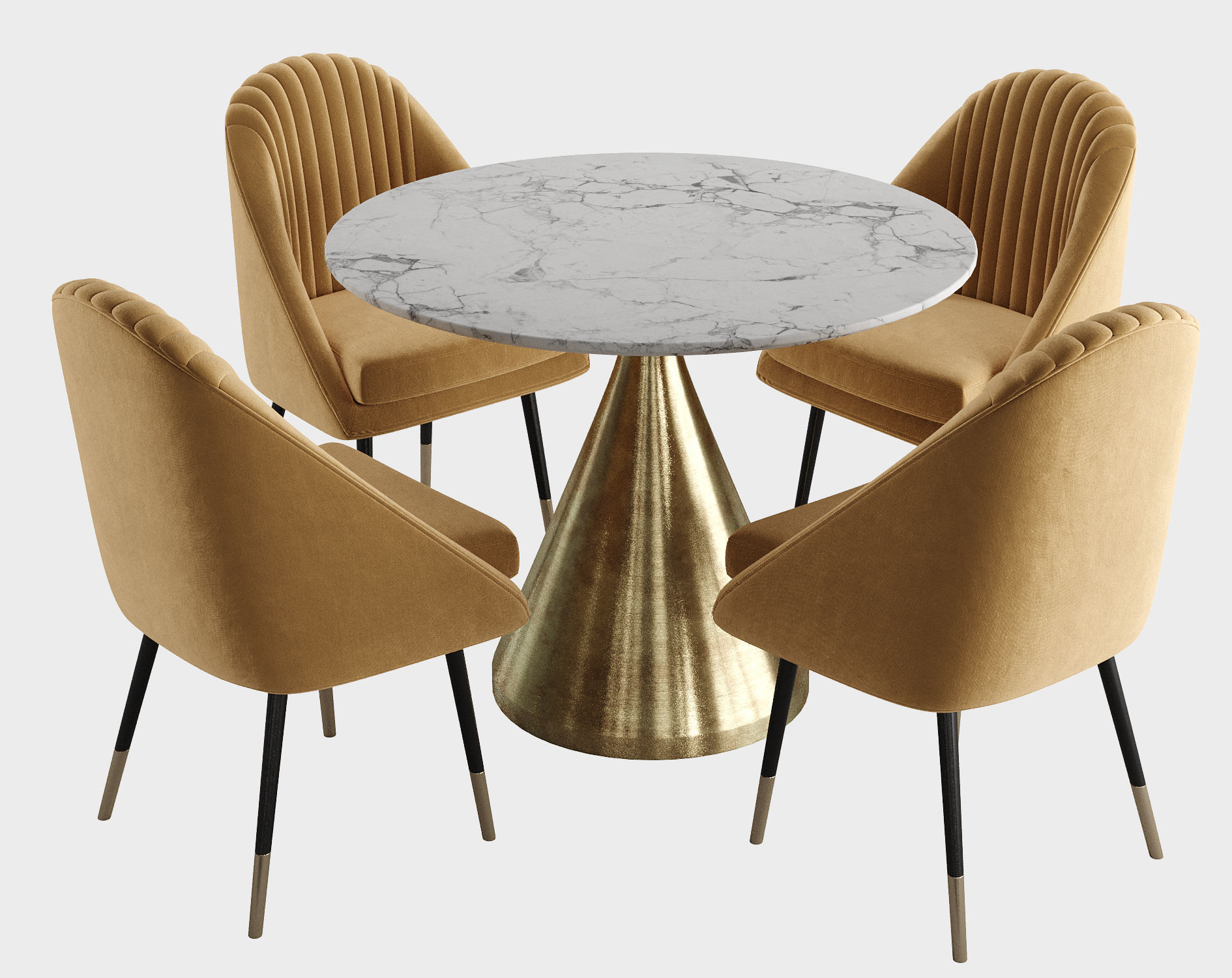 La Forma and West Elm Silhouette Dining set 3D model_1
