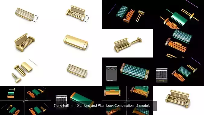 7 and half mm Diamond and Plain Lock Combination