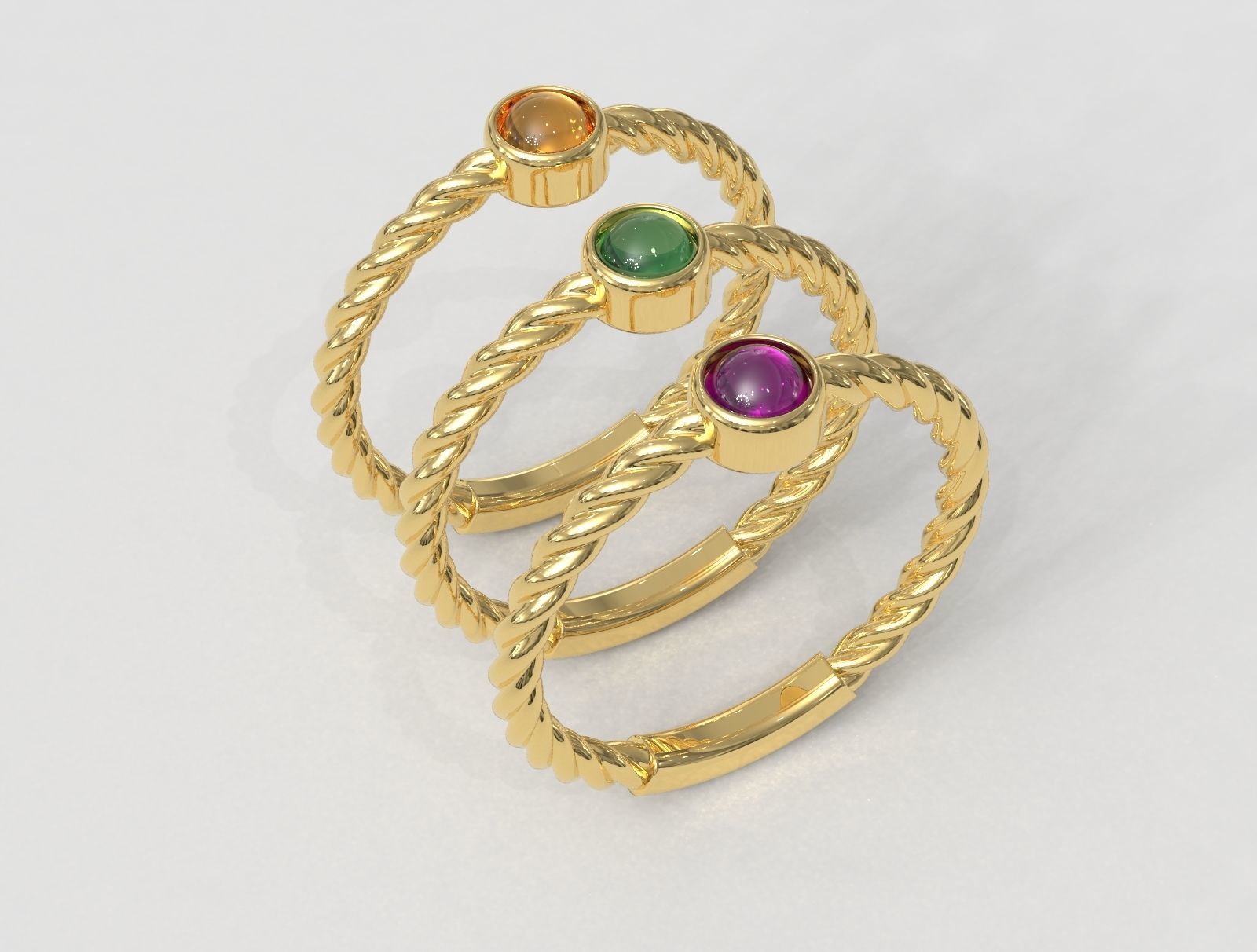 Gemstone Texture Ring 3D print model_1