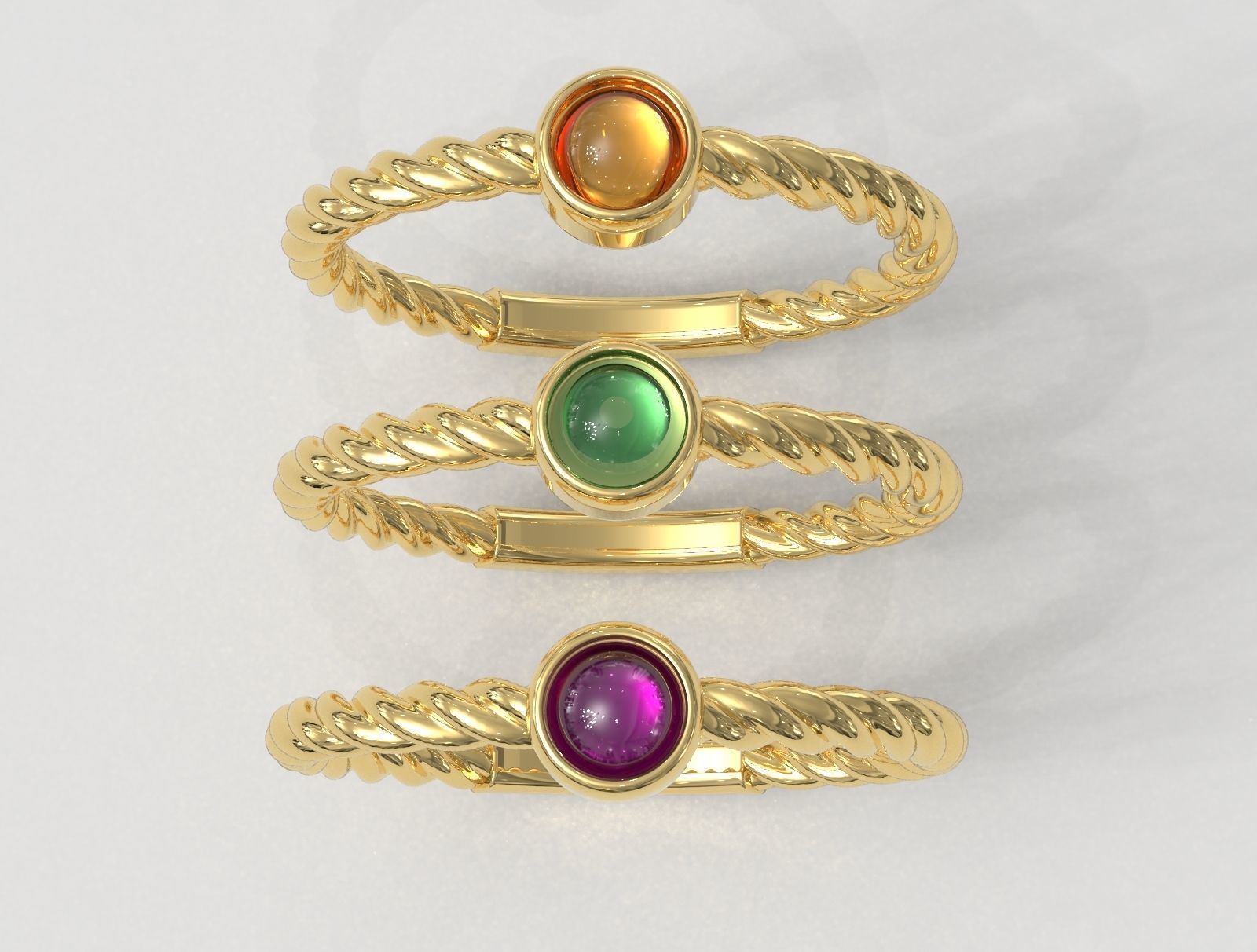 Gemstone Texture Ring 3D print model_2